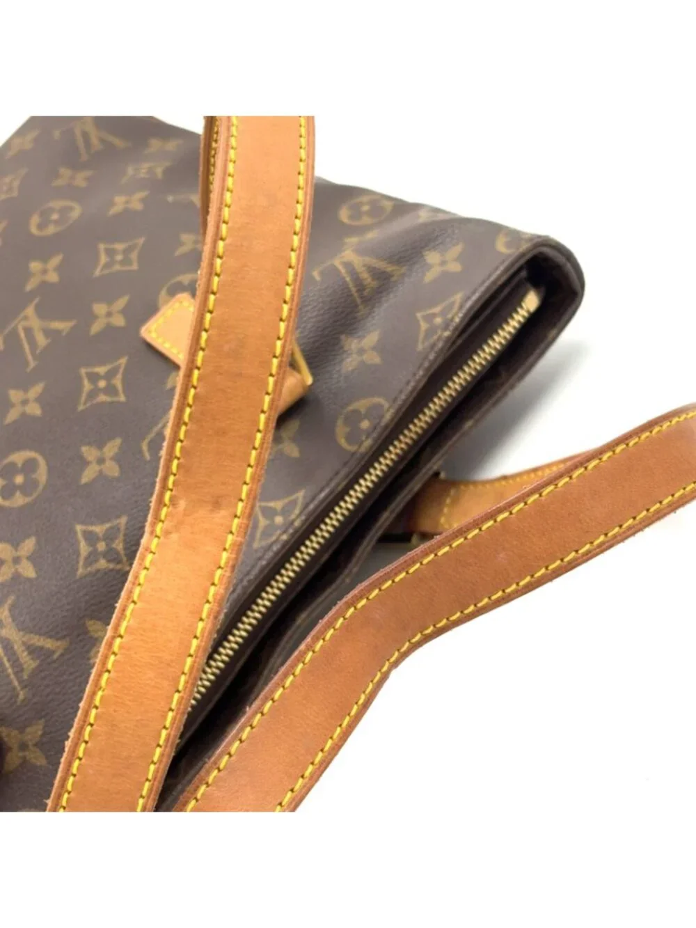 Louis Vuitton Cabas Piano Monogram Leather Brown Light Tote Gold